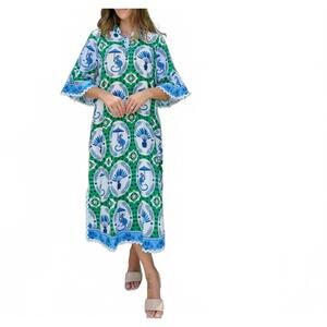 NEW ISLAPAYAL como midi dress in monkey chinoiserie jade